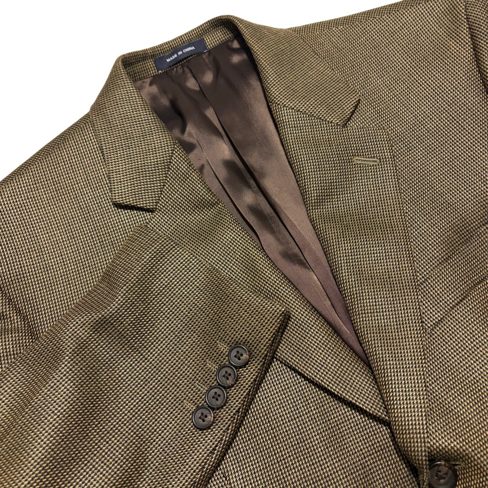 Ralph Lauren Silk Wool Houndstooth Blazer 40R Brown 3-Button Sport Coat